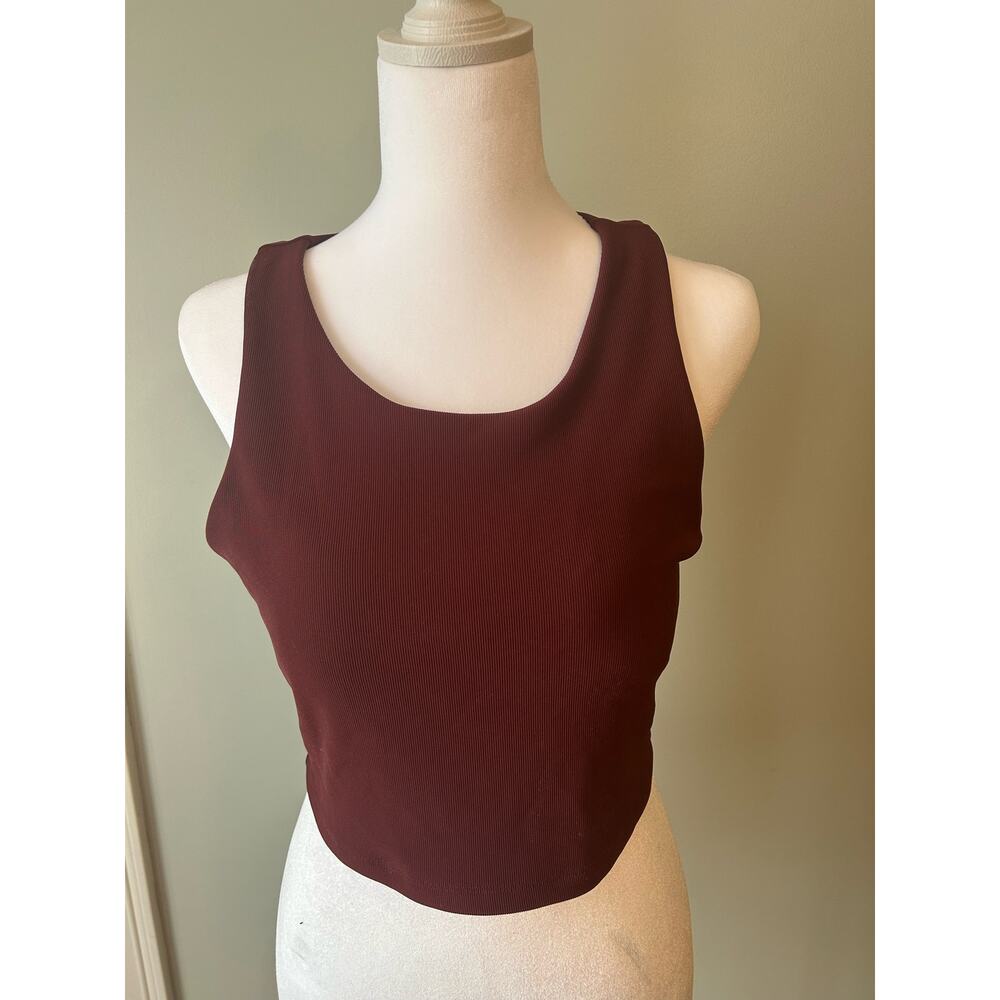 Harmony & Balance Maroon Sports Bra/Crop Tank Top Racer Back  with Shelf Large